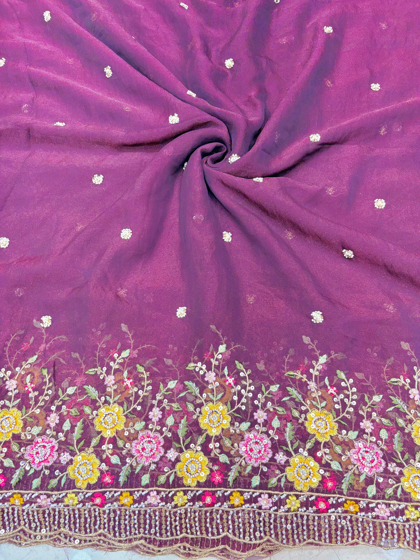 😍🥹Premium Space Silk with Beautiful Multi Colour Embroidery 44-45 inch width 🥻👗