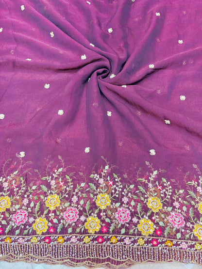 😍🥹Premium Space Silk with Beautiful Multi Colour Embroidery 44-45 inch width 🥻👗