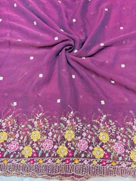 😍🥹Premium Space Silk with Beautiful Multi Colour Embroidery 44-45 inch width 🥻👗
