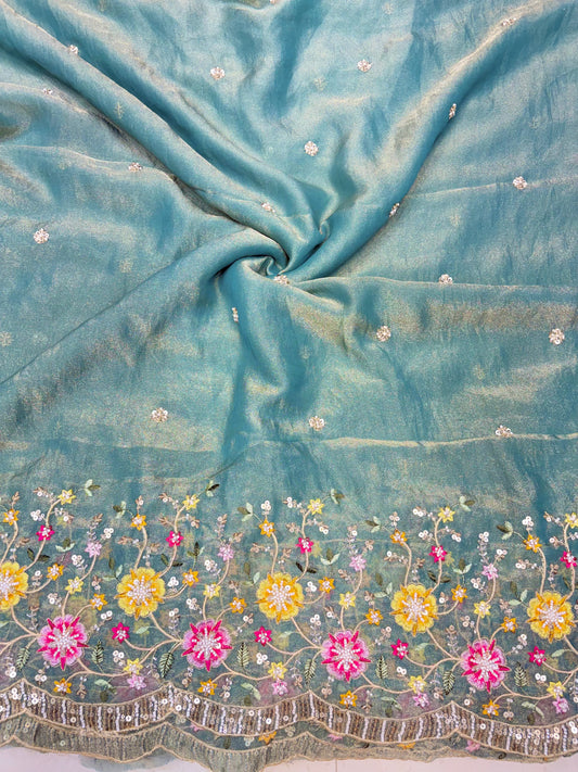 😍🥹Premium Space Silk with Beautiful Multi Colour Embroidery 44-45 inch width 🥻👗