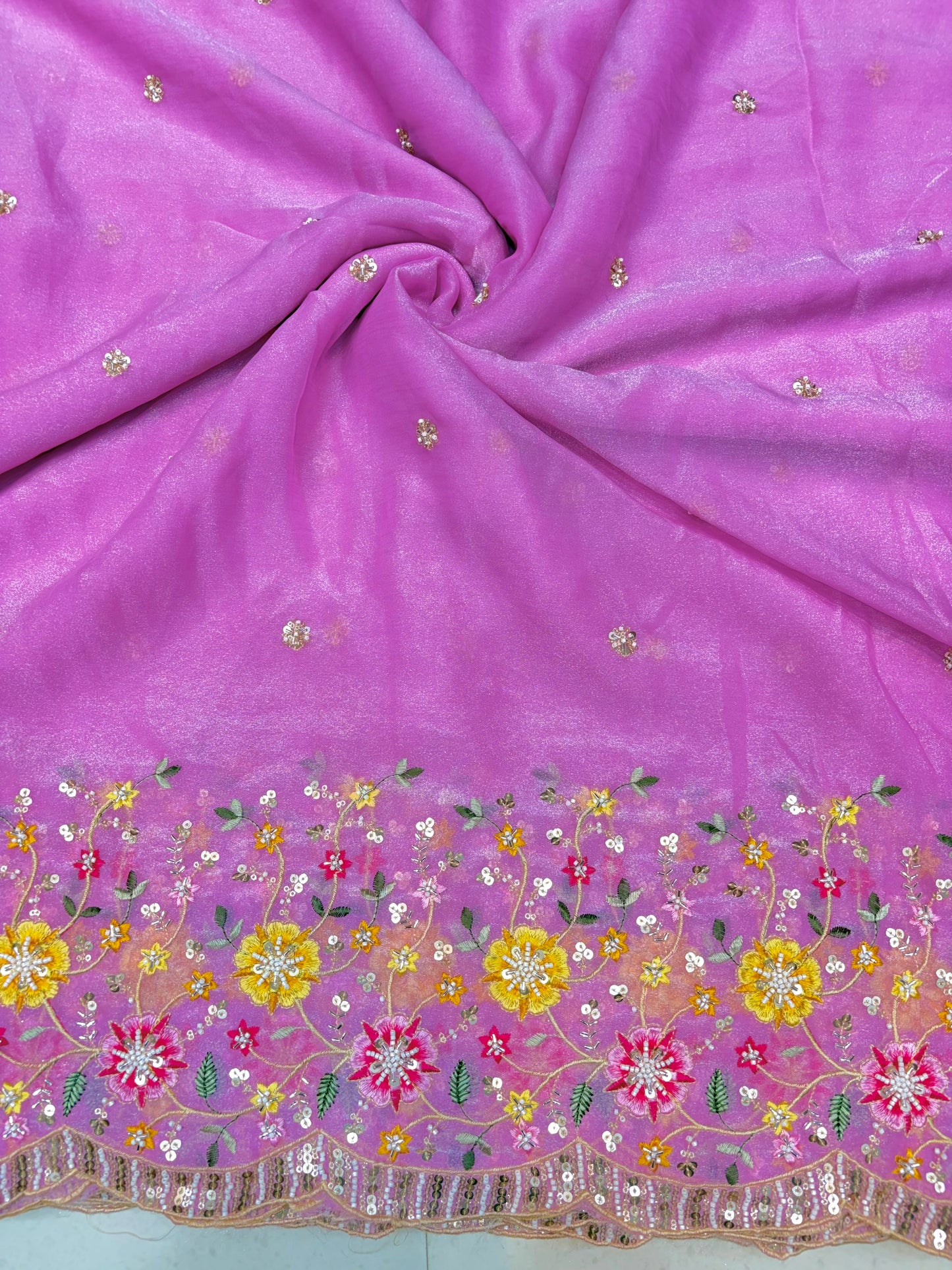 😍🥹Premium Space Silk with Beautiful Multi Colour Embroidery 44-45 inch width 🥻👗