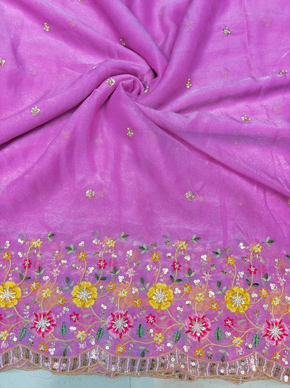 😍🥹Premium Space Silk with Beautiful Multi Colour Embroidery 44-45 inch width 🥻👗