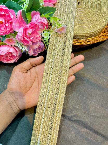 golden zari lace border( pack of 9 metr) 3inch width
