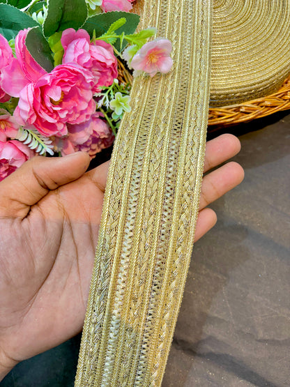 golden zari lace border( pack of 9 metr) 3inch width