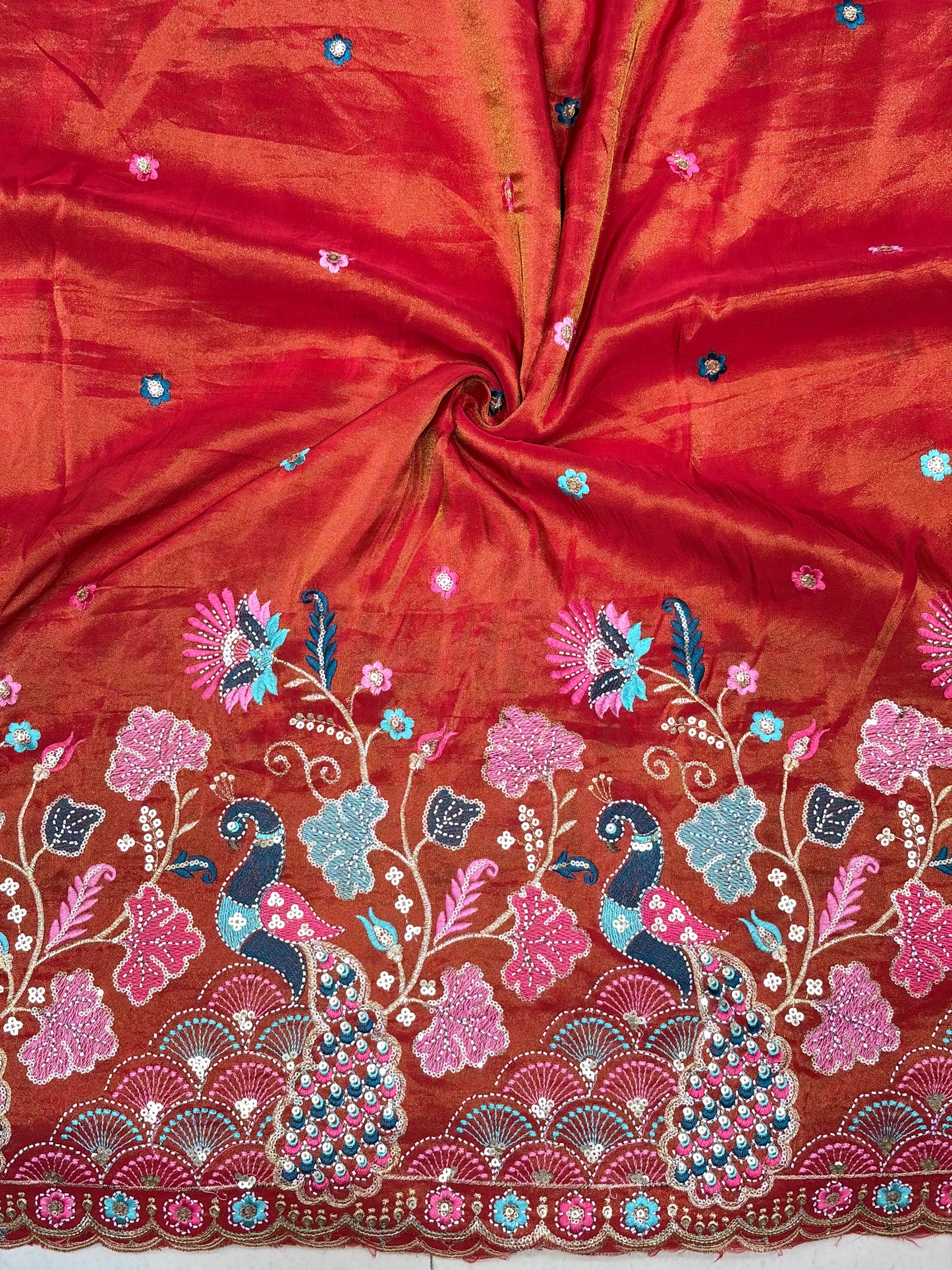 🥹💕Pure Tissue with 🦚 Embroidery 🪡 | 44 Inch Width