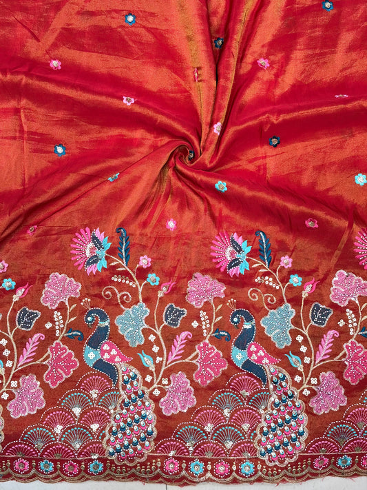 🥹💕Pure Tissue with 🦚 Embroidery 🪡 | 44 Inch Width