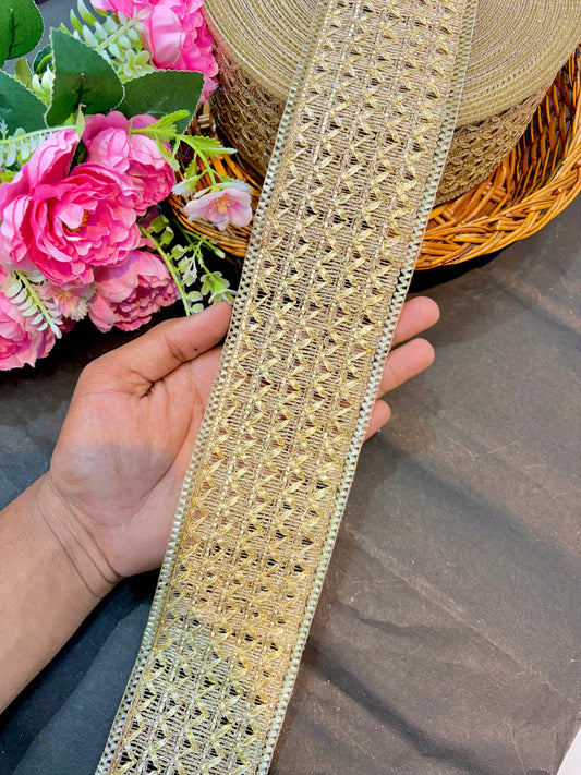 luxurious zari lace border 3inch width (pack of 9meter)