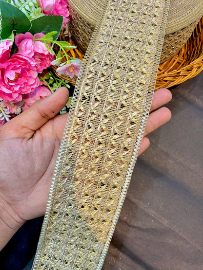 luxurious zari lace border 3inch width (pack of 9meter)