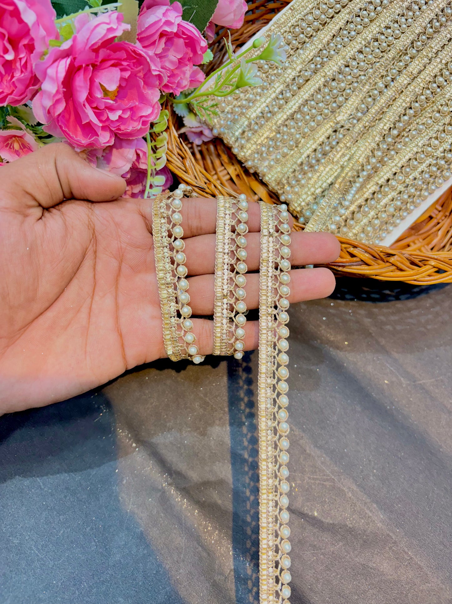 golden pulse lace border half inch (pack of 9 meter )