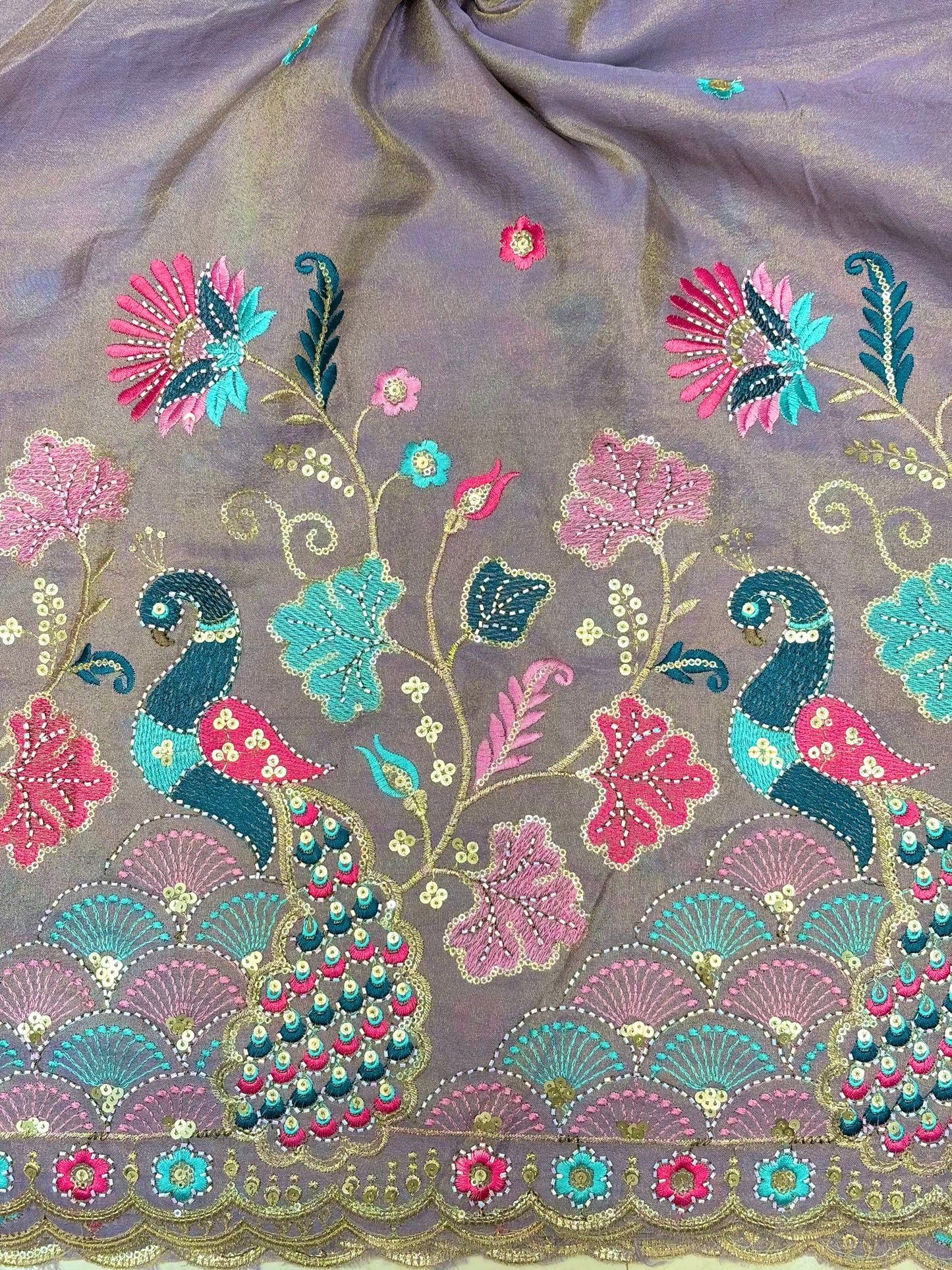 🥹💕Pure Tissue with 🦚 Embroidery 🪡 | 44 Inch Width