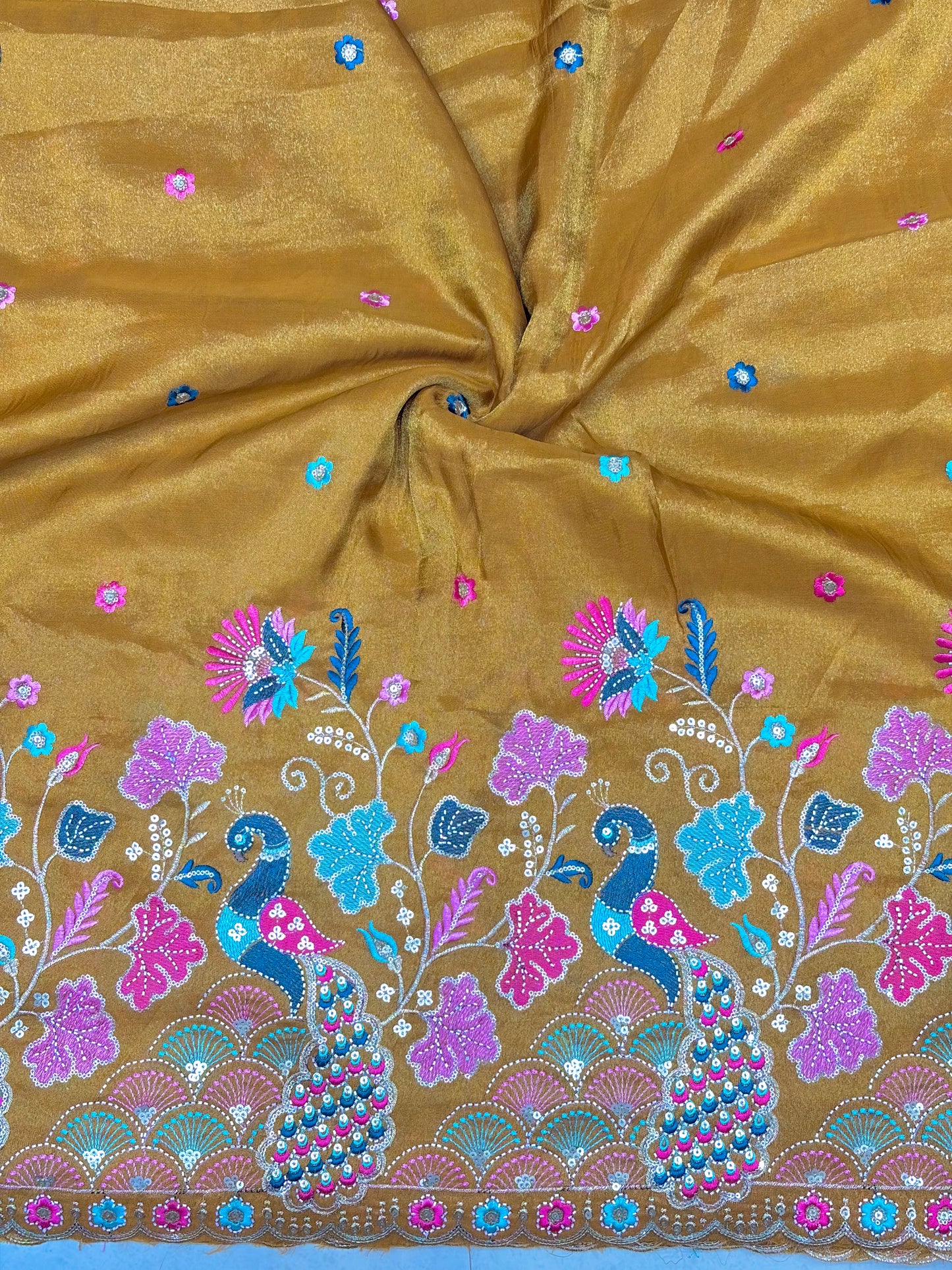 🥹💕Pure Tissue with 🦚 Embroidery 🪡 | 44 Inch Width