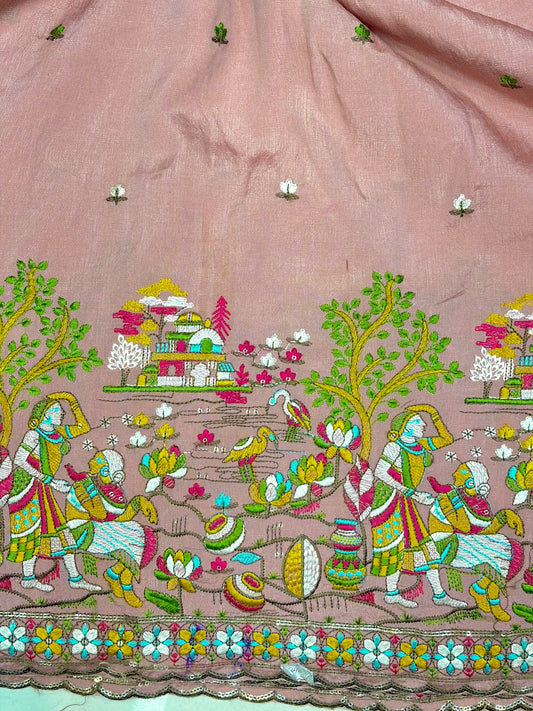 😍🥹Premium Space Silk with Beautiful Multi Colour Embroidery 44-45 inch width 🥻👗