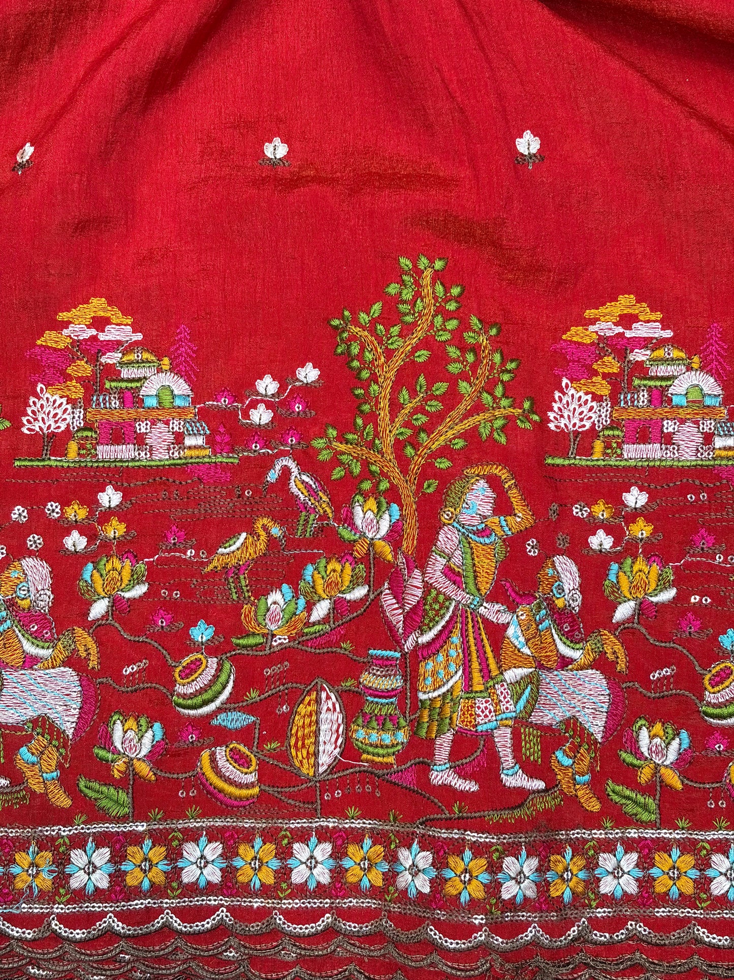 🥰Vichetra Silk 🪡🧵 Embroidery 💃 with Lady 🥹 Design | 44 Inch Width