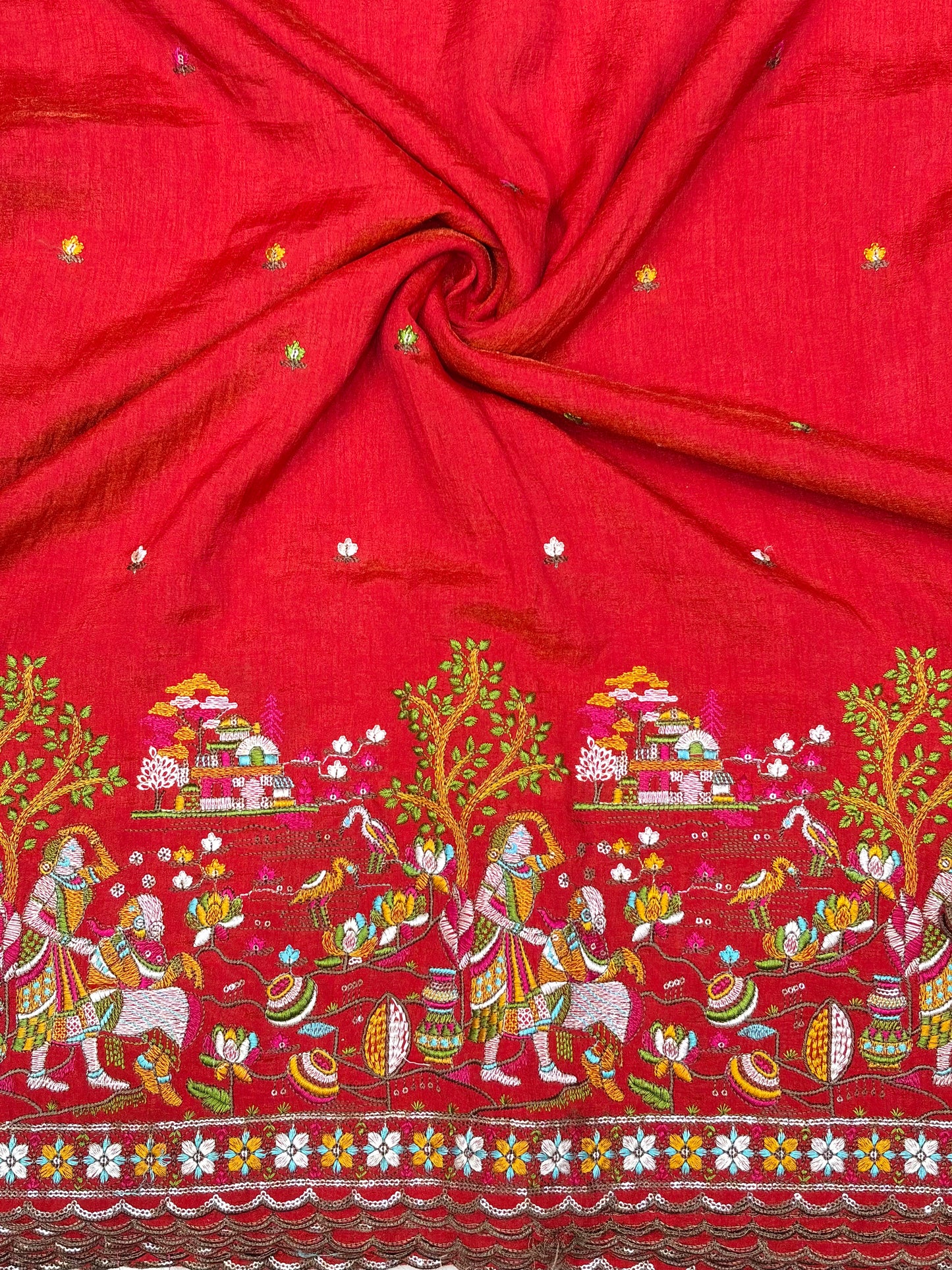 🥰Vichetra Silk 🪡🧵 Embroidery 💃 with Lady 🥹 Design | 44 Inch Width