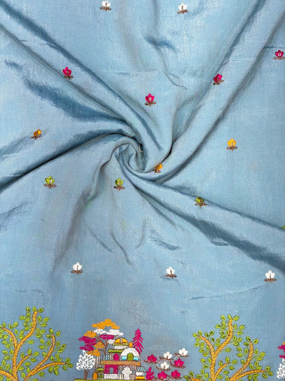 🥰Vichetra Silk 🪡🧵 Embroidery 💃 with Lady 🥹 Design | 44 Inch Width