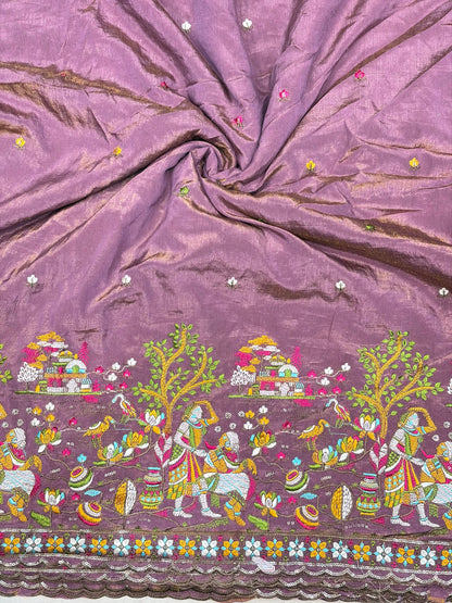 🥰Vichetra Silk 🪡🧵 Embroidery 💃 with Lady 🥹 Design | 44 Inch Width