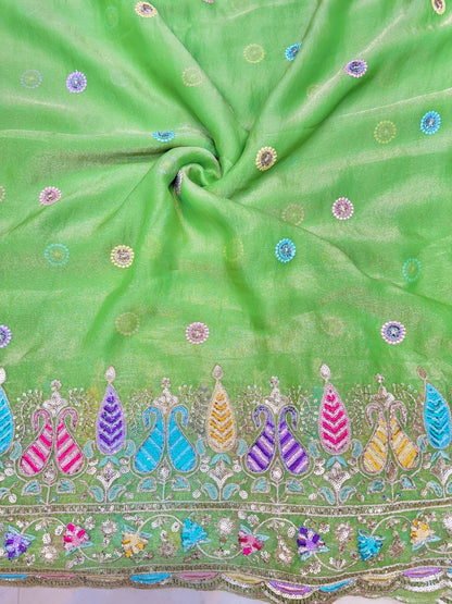 😍Exclusive Space Silk with Multi Colour Embroidery 44 inch width 🪡🧵