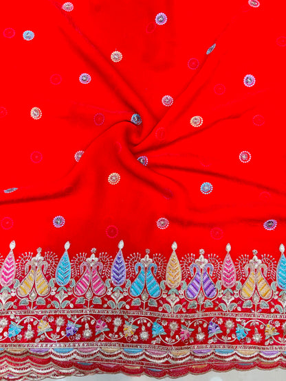 😍Exclusive Space Silk with Multi Colour Embroidery 44 inch width 🪡🧵