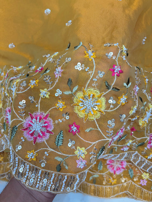 😍🥹Premium Space Silk with Beautiful Multi Colour Embroidery 44-45 inch width 🥻👗