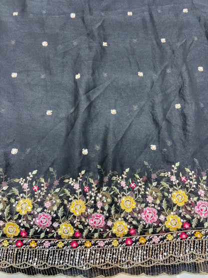 😍🥹Premium Space Silk with Beautiful Multi Colour Embroidery 44-45 inch width 🥻👗