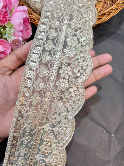 Embroidered saree border lace 9 meters roll 3.5inch