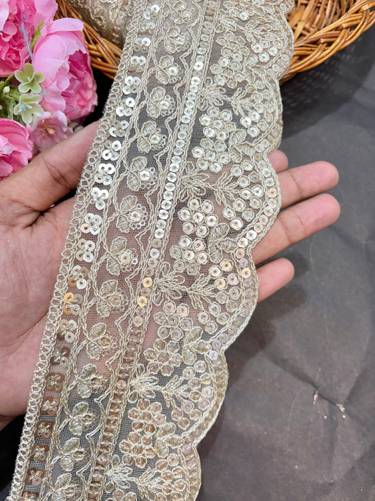 Embroidered saree border lace 9 meters roll 3.5inch