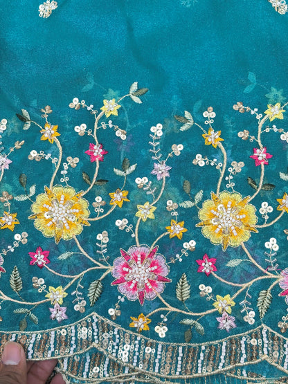 😍🥹Premium Space Silk with Beautiful Multi Colour Embroidery 44-45 inch width 🥻👗