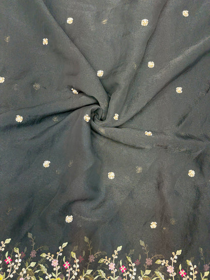 😍🥹Premium Space Silk with Beautiful Multi Colour Embroidery 44-45 inch width 🥻👗