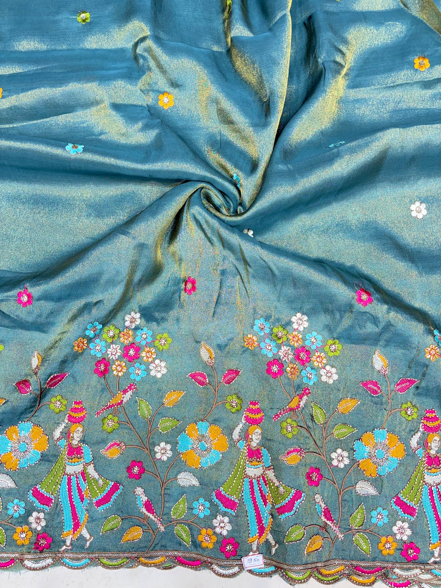 Royal Heritage Visco Tissue (Embroidered )Fabric ,lehanga,blouse, duppats , Inch 44-45 Width