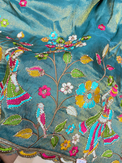 Royal Heritage Visco Tissue (Embroidered )Fabric ,lehanga,blouse, duppats , Inch 44-45 Width