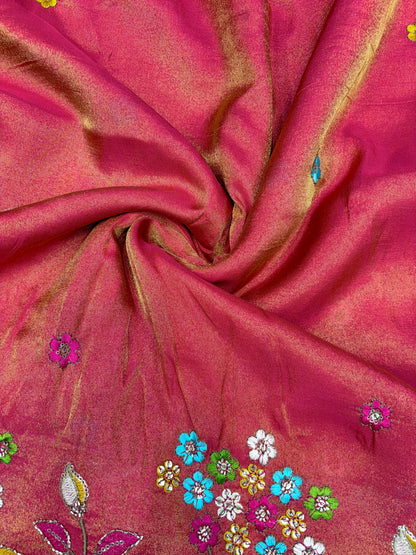 Royal Heritage Visco Tissue (Embroidered )Fabric ,lehanga,blouse, duppats , Inch 44-45 Width