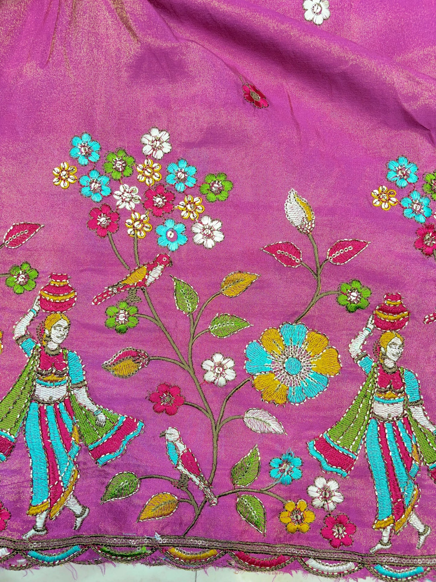 Royal Heritage Visco Tissue (Embroidered )Fabric ,lehanga,blouse, duppats , Inch 44-45 Width