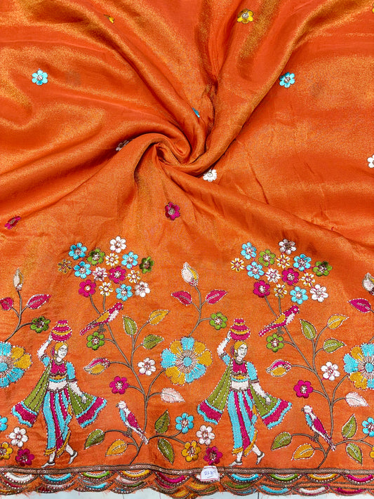 Royal Heritage Visco Tissue (Embroidered )Fabric ,lehanga,blouse, duppats , Inch 44-45 Width