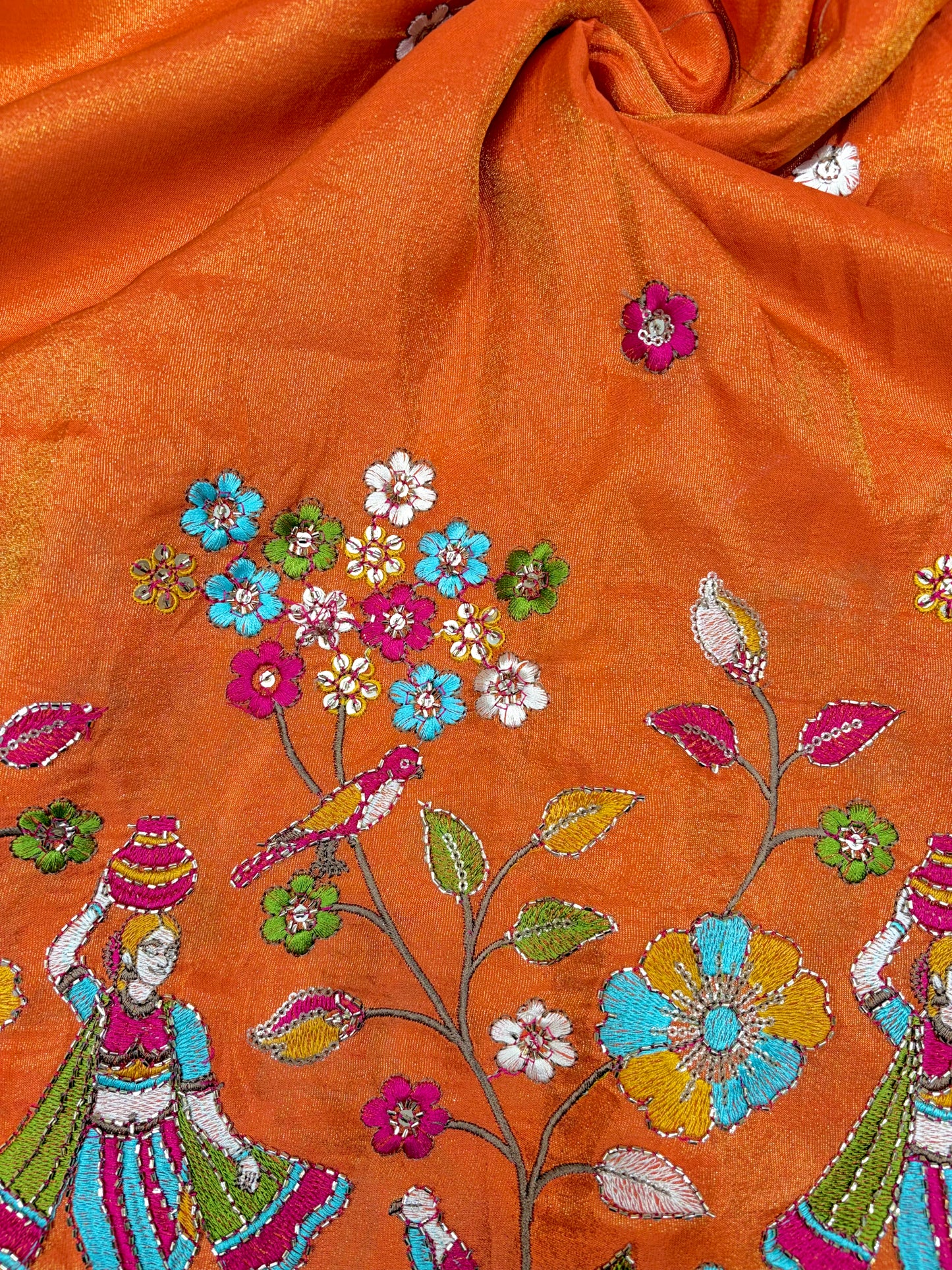 Royal Heritage Visco Tissue (Embroidered )Fabric ,lehanga,blouse, duppats , Inch 44-45 Width