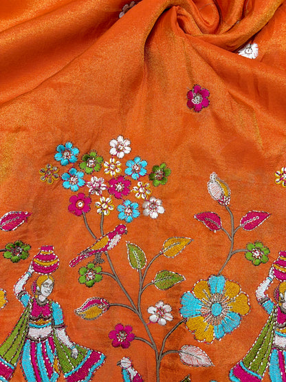 Royal Heritage Visco Tissue (Embroidered )Fabric ,lehanga,blouse, duppats , Inch 44-45 Width