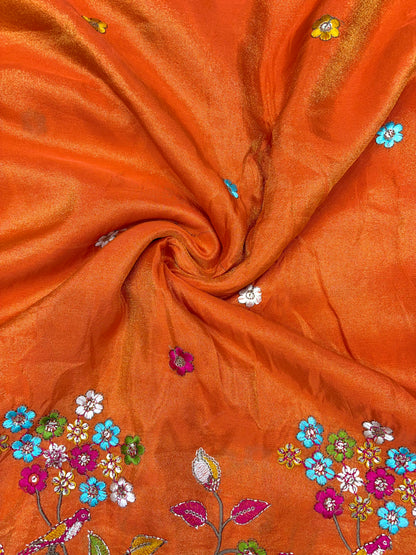 Royal Heritage Visco Tissue (Embroidered )Fabric ,lehanga,blouse, duppats , Inch 44-45 Width