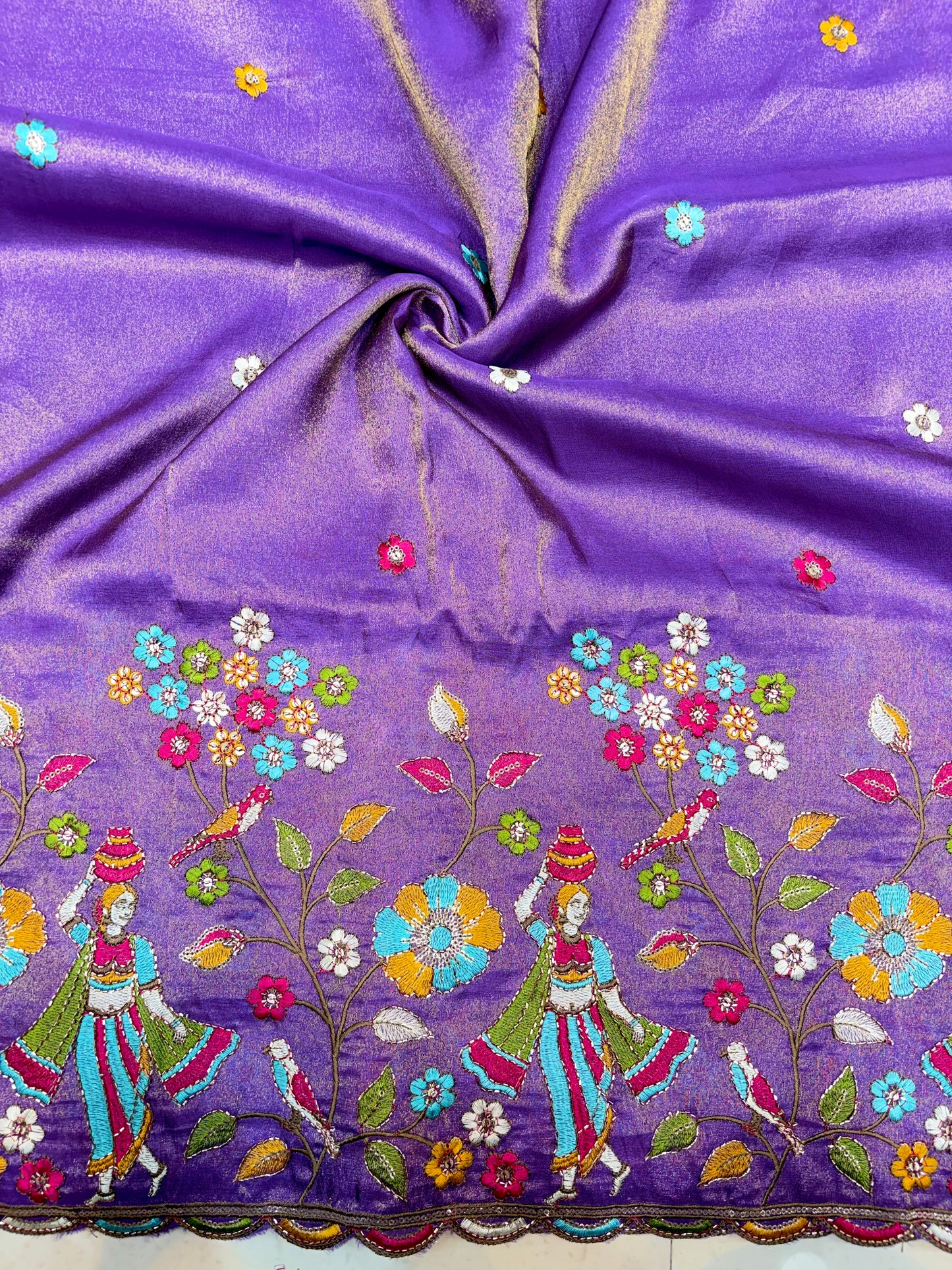 Royal Heritage Visco Tissue (Embroidered )Fabric ,lehanga,blouse, duppats , Inch 44-45 Width