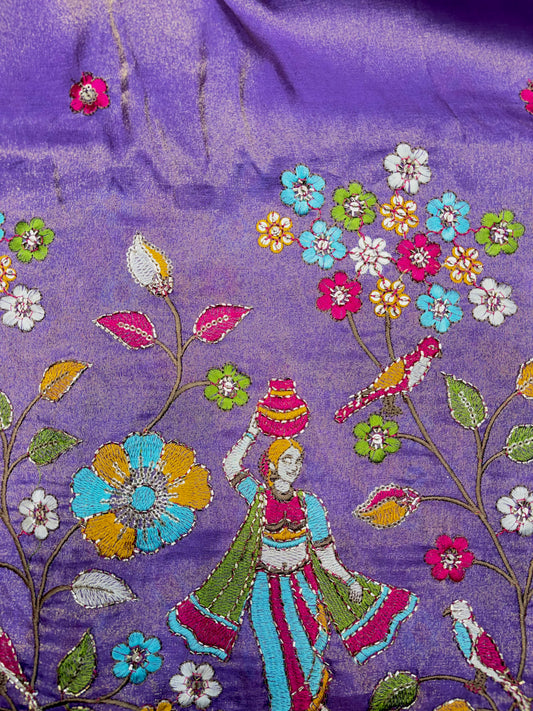 Royal Heritage Visco Tissue (Embroidered )Fabric ,lehanga,blouse, duppats , Inch 44-45 Width