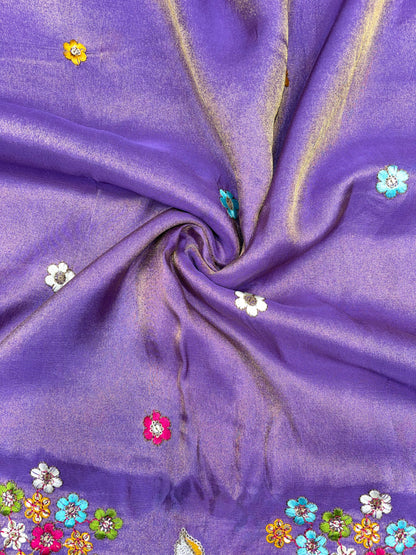 Royal Heritage Visco Tissue (Embroidered )Fabric ,lehanga,blouse, duppats , Inch 44-45 Width