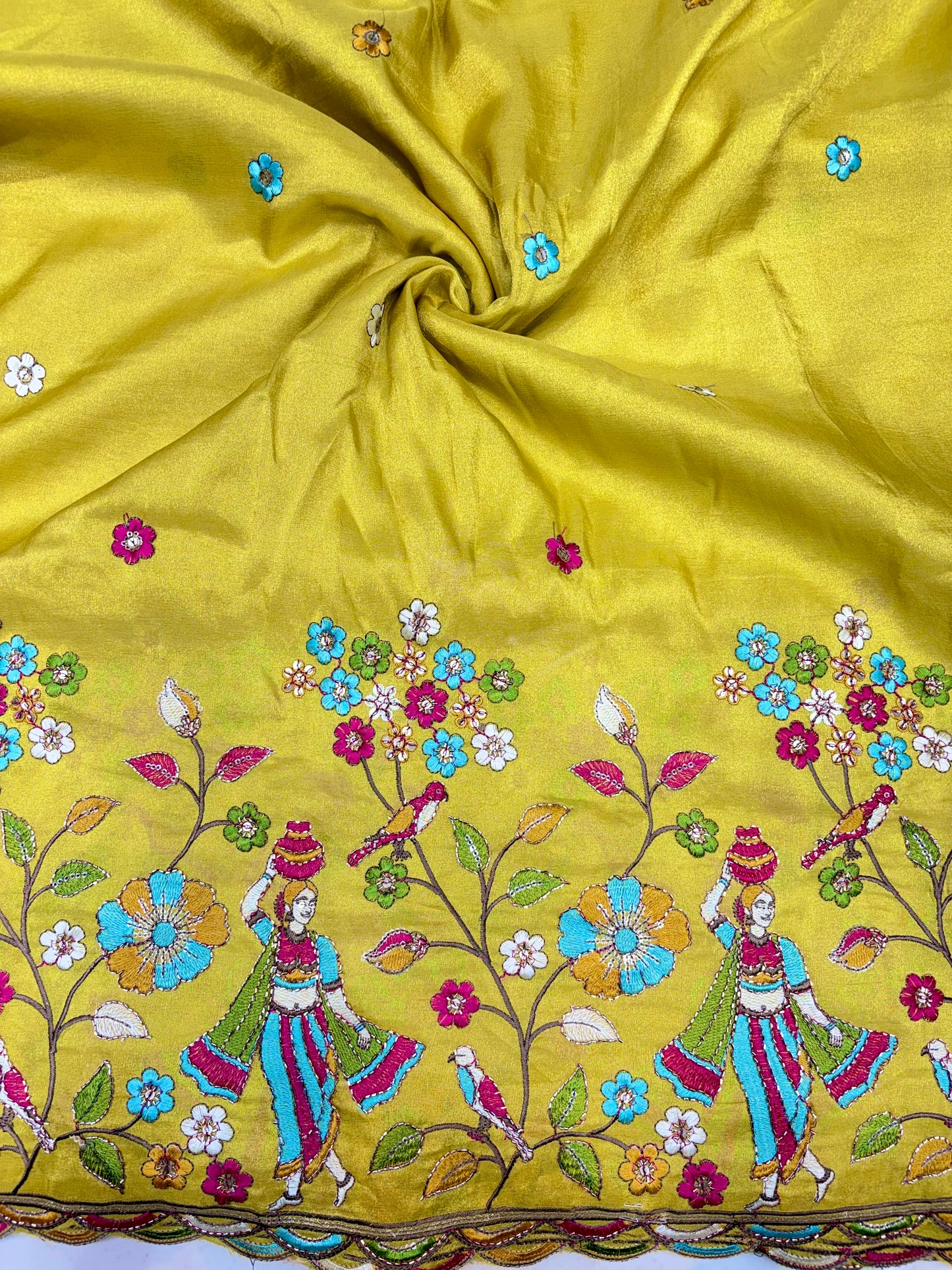 Royal Heritage Visco Tissue (Embroidered )Fabric ,lehanga,blouse, duppats , Inch 44-45 Width