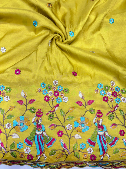Royal Heritage Visco Tissue (Embroidered )Fabric ,lehanga,blouse, duppats , Inch 44-45 Width