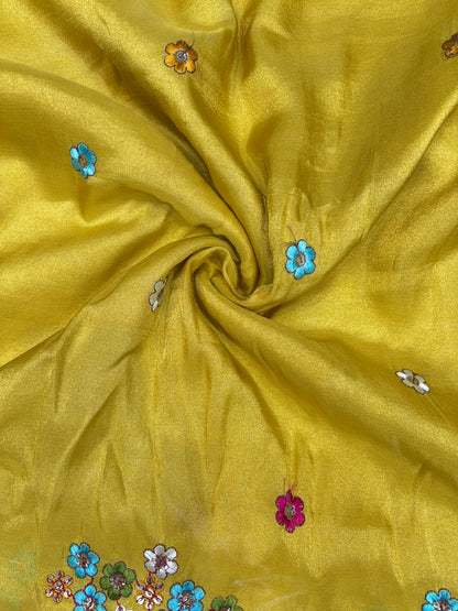 Royal Heritage Visco Tissue (Embroidered )Fabric ,lehanga,blouse, duppats , Inch 44-45 Width