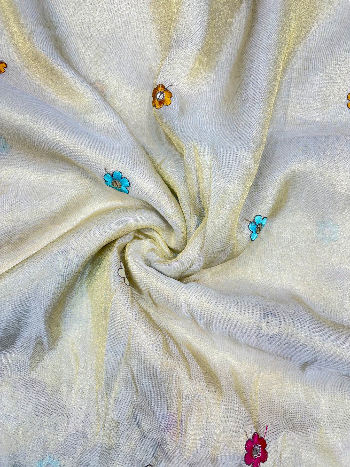 Royal Heritage Visco Tissue (Embroidered )Fabric ,lehanga,blouse, duppats , Inch 44-45 Width