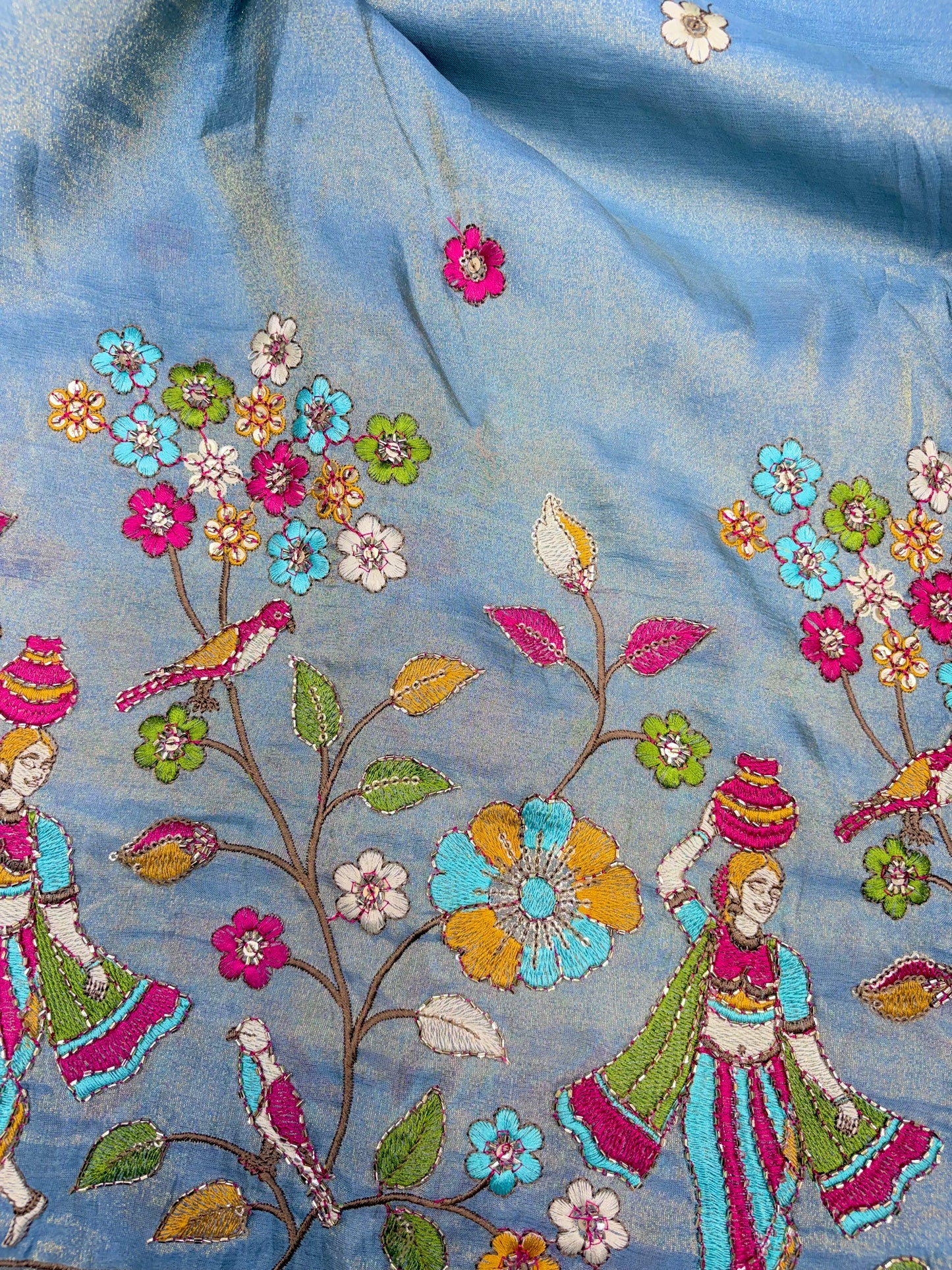 Royal Heritage Visco Tissue (Embroidered )Fabric ,lehanga,blouse, duppats , Inch 44-45 Width
