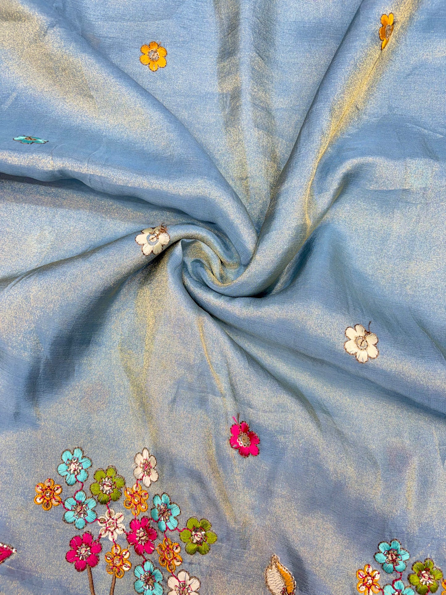 Royal Heritage Visco Tissue (Embroidered )Fabric ,lehanga,blouse, duppats , Inch 44-45 Width