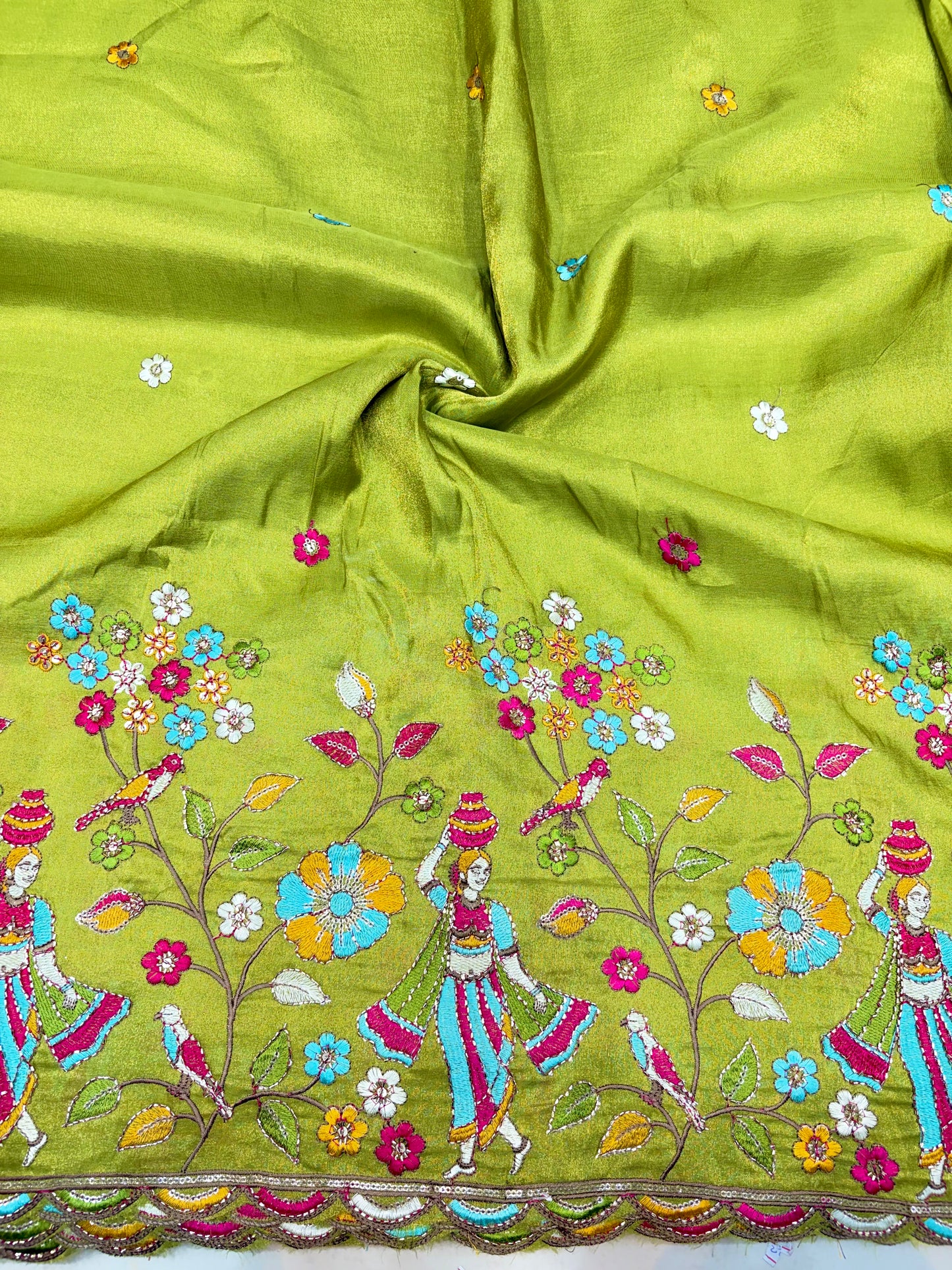 Royal Heritage Visco Tissue (Embroidered )Fabric ,lehanga,blouse, duppats , Inch 44-45 Width