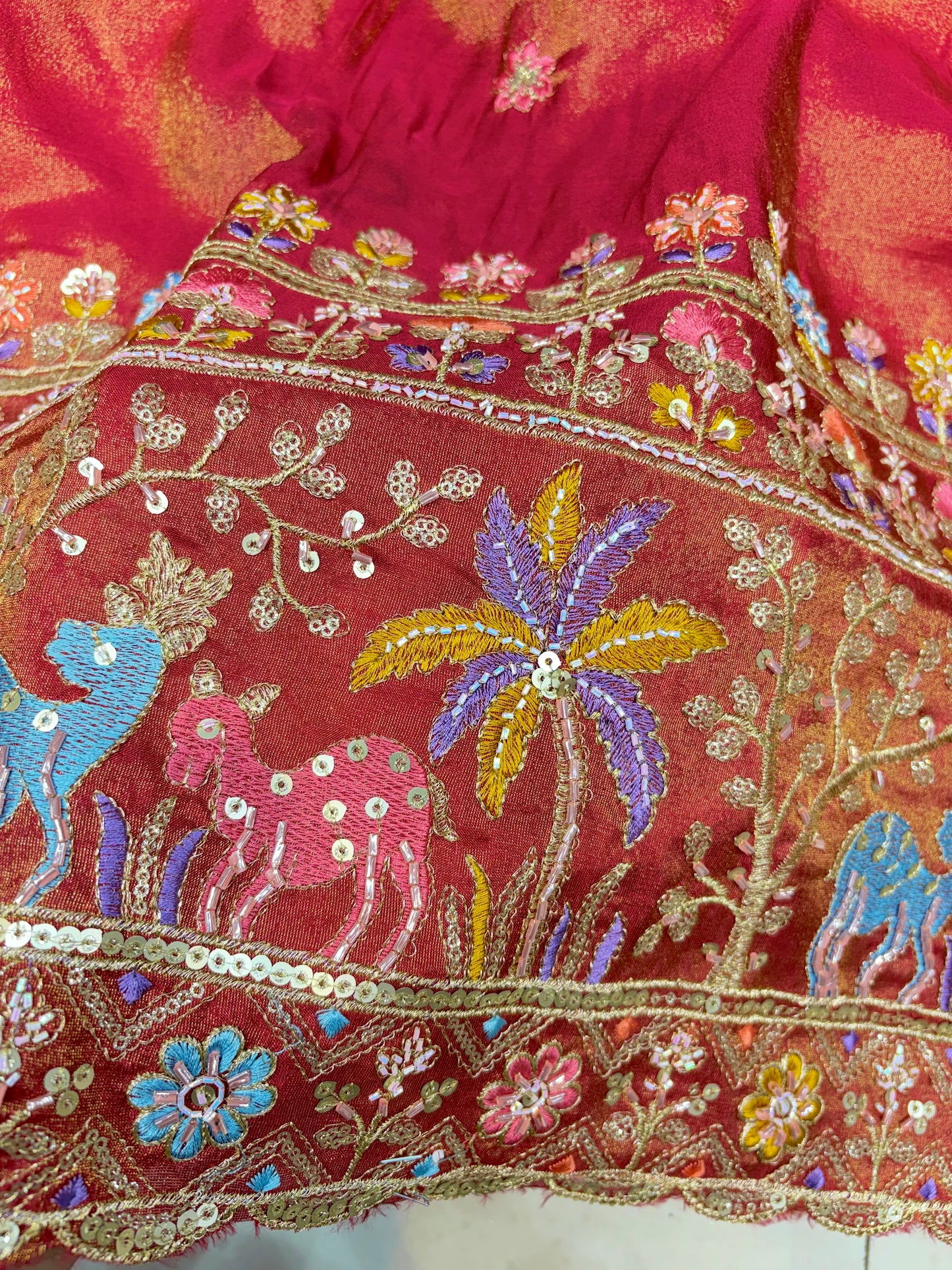 Royal Heritage Visco Tissue (Embroidered )Fabric ,lehanga,blouse, duppats , Inch 44-45 Width