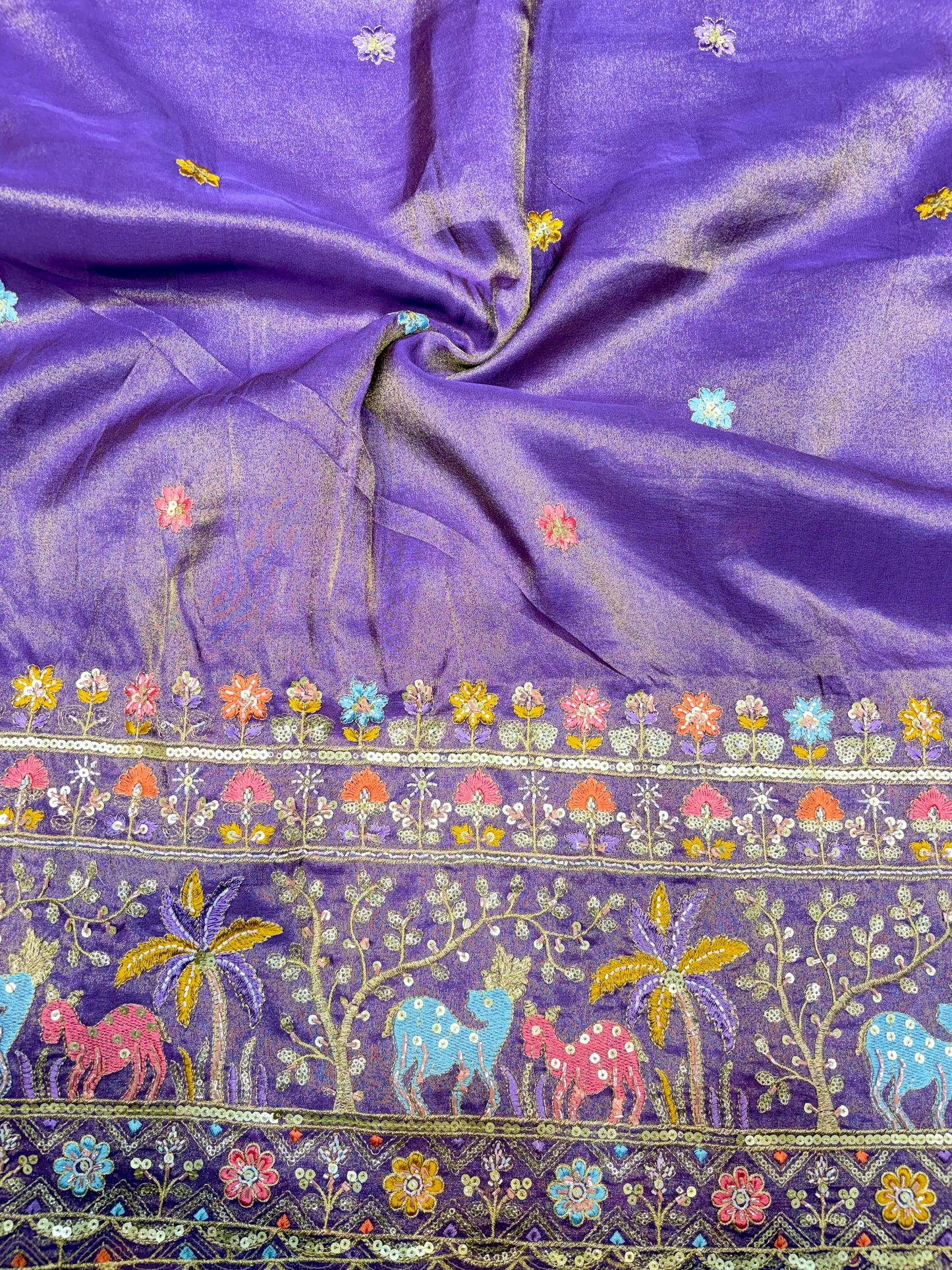 Royal Heritage Visco Tissue (Embroidered )Fabric ,lehanga,blouse, duppats , Inch 44-45 Width