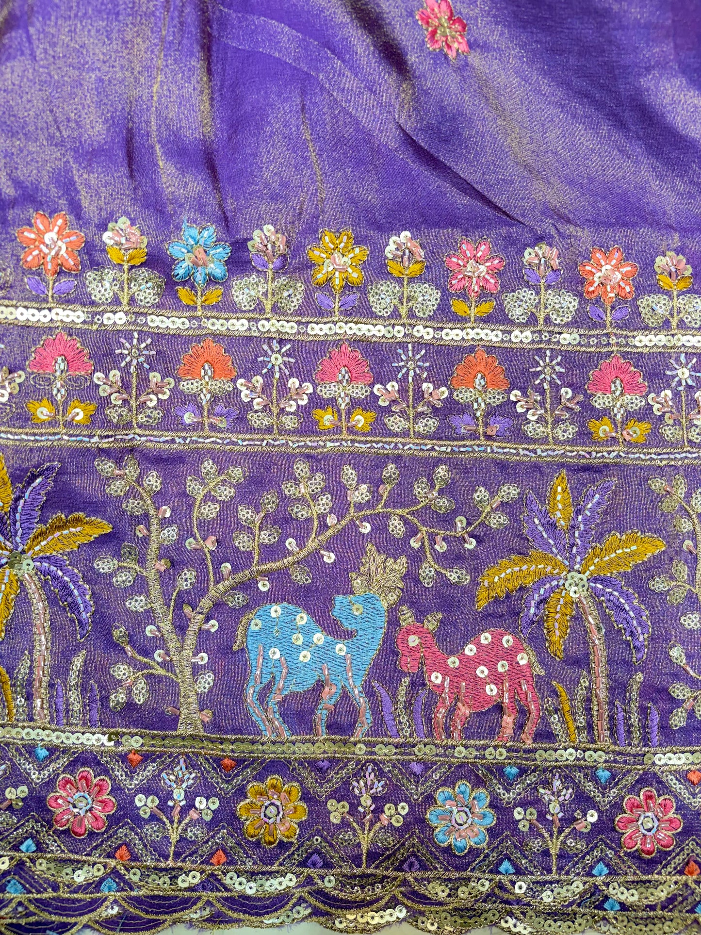 Royal Heritage Visco Tissue (Embroidered )Fabric ,lehanga,blouse, duppats , Inch 44-45 Width