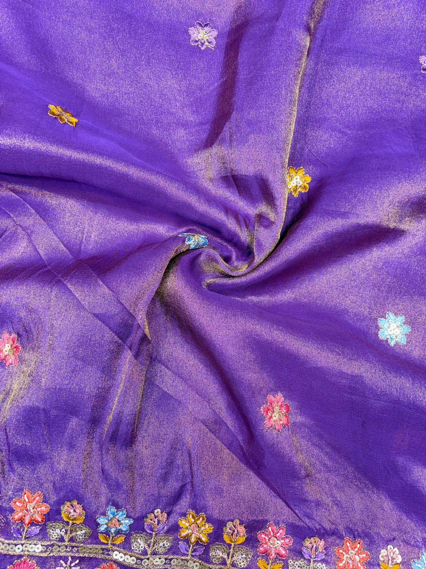 Royal Heritage Visco Tissue (Embroidered )Fabric ,lehanga,blouse, duppats , Inch 44-45 Width